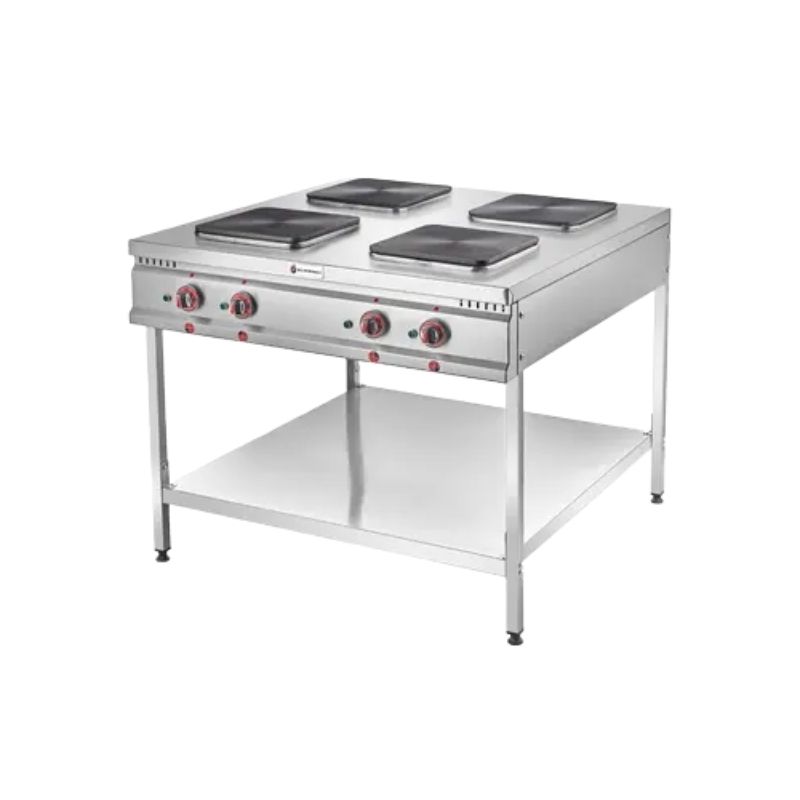 Işıkgaz Silverinox ET-100  4 Gözlü Elektrikli 100*100 Cm Taban Raflı Ocak